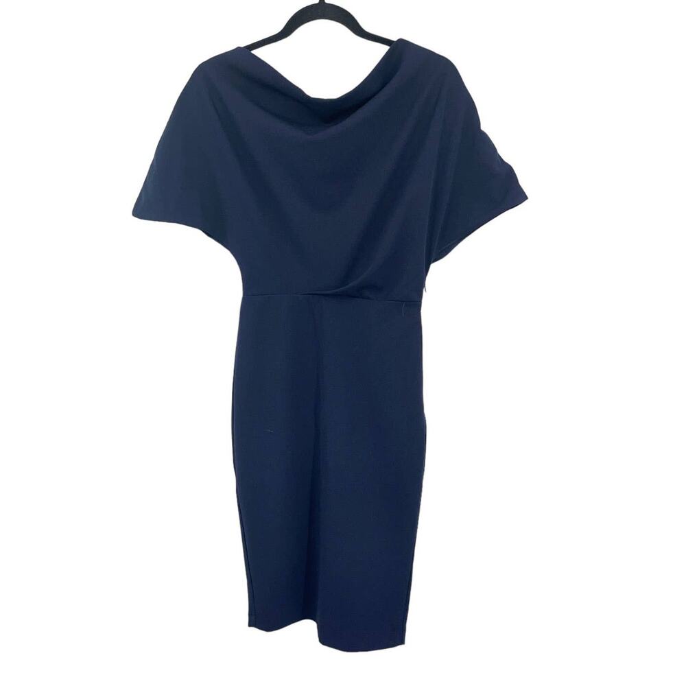 Alexia Admor dress Olivia draped one shoulder navy blue X-Small XS